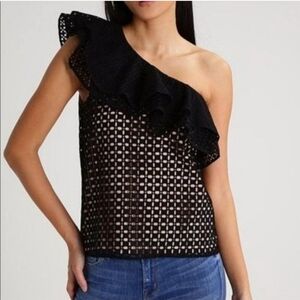 J. Crew one shoulder cotton eyelet top, size 0